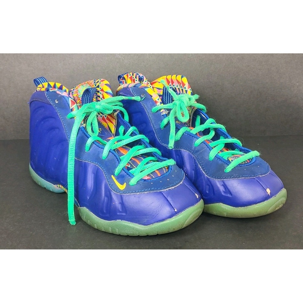 Nike Little Posite One Kaleidoscope GS Youth Sz 3Y Foamposite Sneakers Blue
